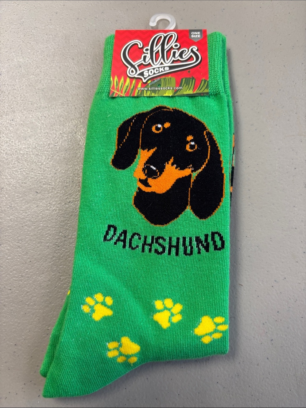 Sillies Green Dachshund Crew Socks